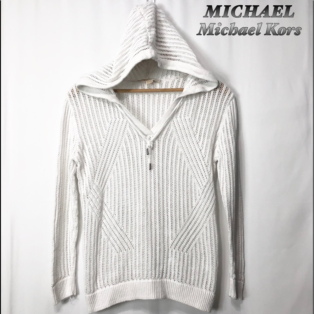 MICHAEL Michael Kors White Open knit Hoodie L